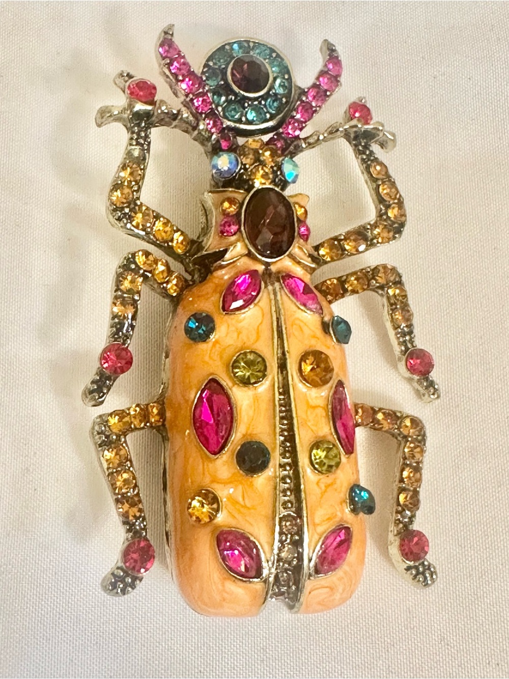 VTG Bejeweled Multicolor Decorative Beetle Brooch